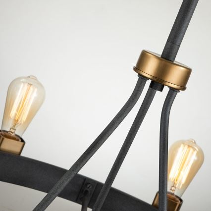 Quintiesse - Πολυέλαιος σε ράβδο SILAS 8xE27/60W/230V διάμ. 82,9 cm μαύρο/χρυσό