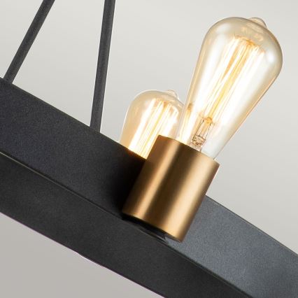 Quintiesse - Πολυέλαιος σε ράβδο SILAS 8xE27/60W/230V διάμ. 82,9 cm μαύρο/χρυσό