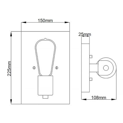 Quintiesse - Επιτοίχιο φωτιστικό SILAS 1xE27/60W/230V μαύρο/χρυσό