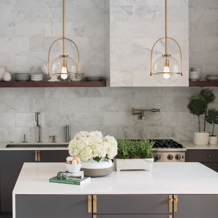 Quintiesse - Κρεμαστό φωτιστικό σε ράβδο SOMERSET 1xE27/60W/230V διάμ. 28,9 εκ. μπρονζέ