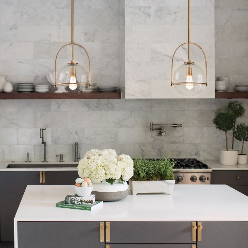 Quintiesse - Κρεμαστό φωτιστικό σε ράβδο SOMERSET 1xE27/60W/230V διάμ. 28,9 εκ. μπρονζέ