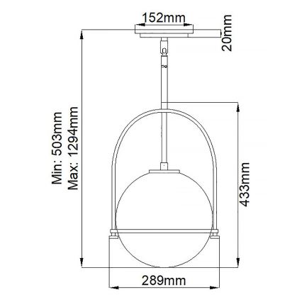 Quintiesse - Φωτιστικό οροφής με ράβδο SOMERSET 1xE27/60W/230V Ø 28,9 cm μαύρο