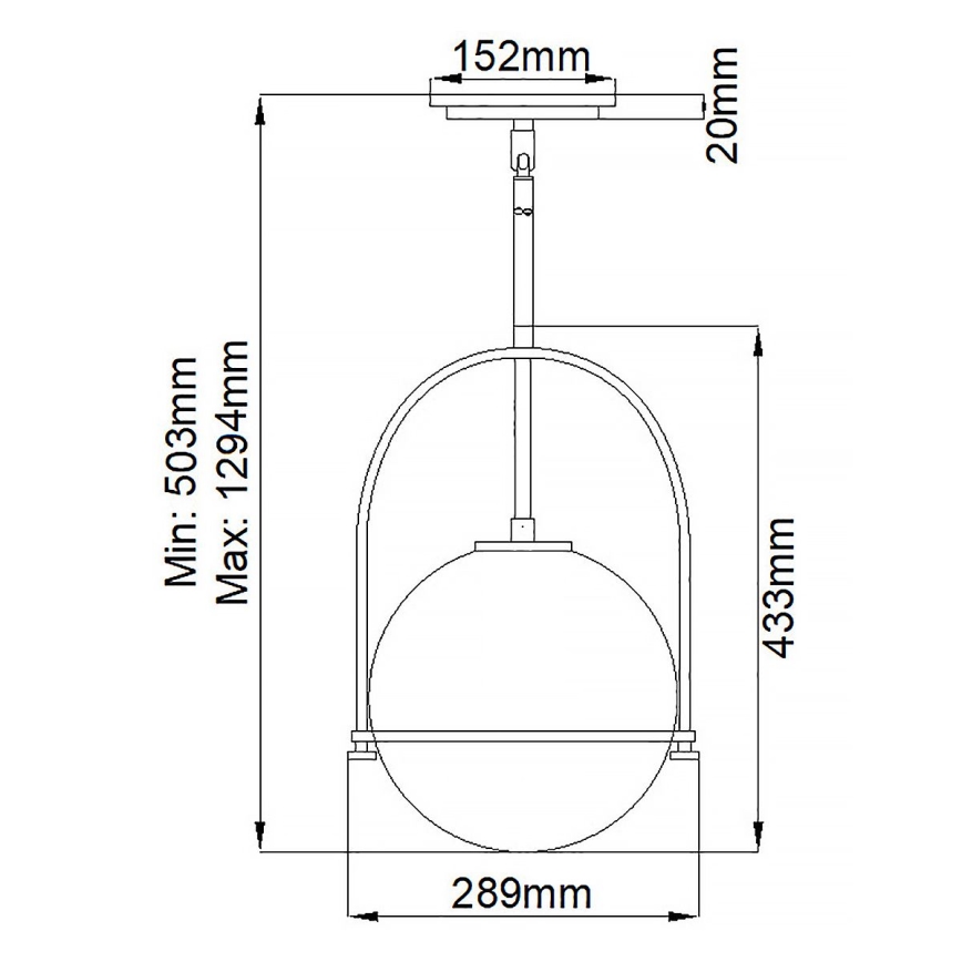 Quintiesse - Φωτιστικό οροφής με ράβδο SOMERSET 1xE27/60W/230V Ø 28,9 cm μαύρο