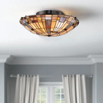 Quoizel - Φωτιστικό οροφής Tiffany INGLENOOK 2xE27/60W/230V, διάμετρος 40,7 cm