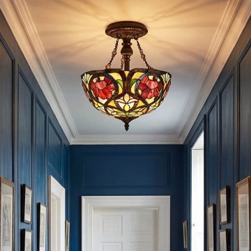 Quoizel - Πλαφονιέρα Tiffany LARISSA 2xE27/60W/230V διάμ. 35 εκ.