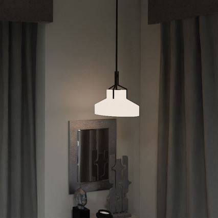 Quoizel - Φωτιστικό οροφής με ράβδο BRECKEN 2xE27/60W/230V μαύρο/μαρμάρινη διακόσμηση