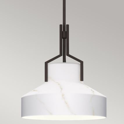 Quoizel - Φωτιστικό οροφής με ράβδο BRECKEN 2xE27/60W/230V μαύρο/μαρμάρινη διακόσμηση