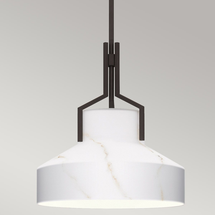 Quoizel - Φωτιστικό οροφής με ράβδο BRECKEN 2xE27/60W/230V μαύρο/μαρμάρινη διακόσμηση