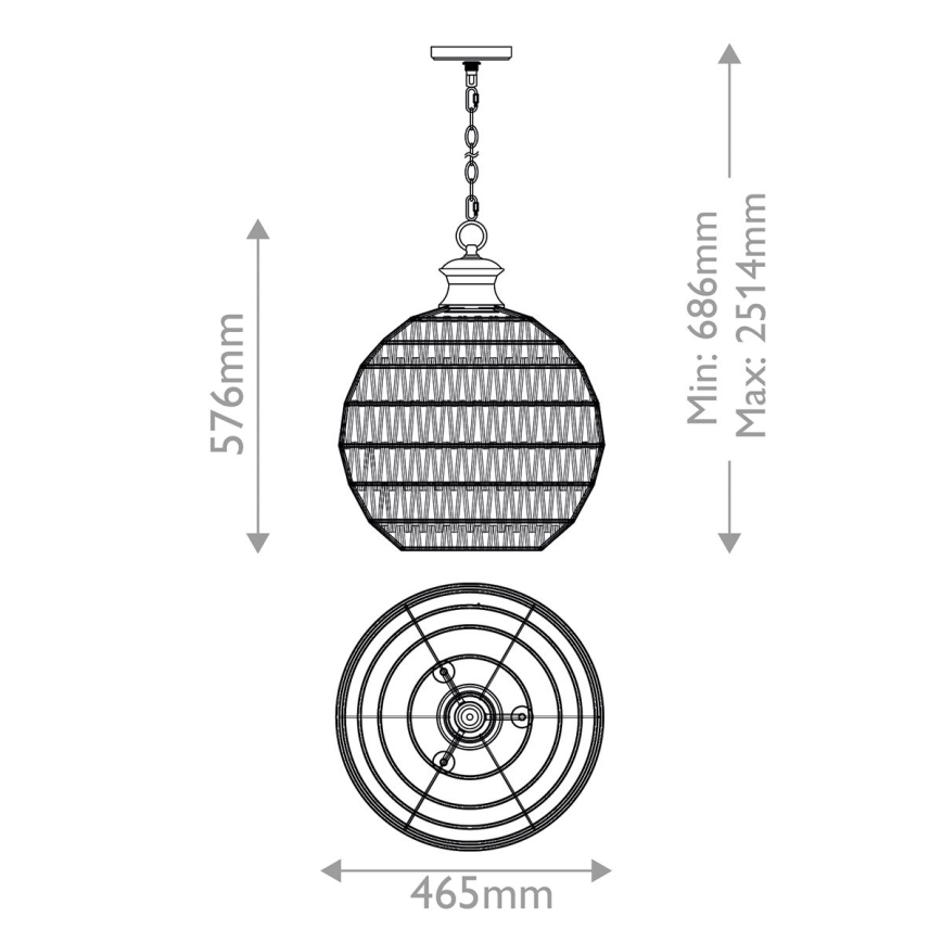 Quoizel - Πολυέλαιος με αλυσίδα CASABLANCA 3xE27/60W/230V καφέ