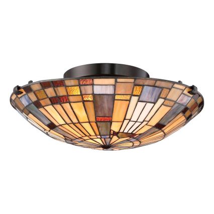Quoizel - Φωτιστικό οροφής Tiffany INGLENOOK 2xE27/60W/230V, διάμετρος 40,7 cm