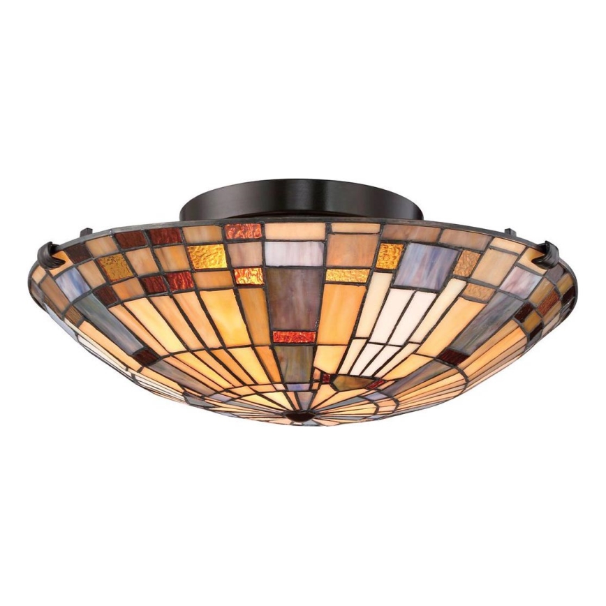 Quoizel - Φωτιστικό οροφής Tiffany INGLENOOK 2xE27/60W/230V, διάμετρος 40,7 cm