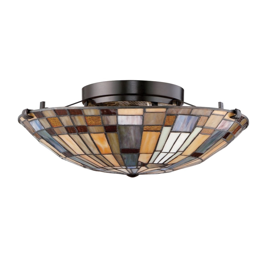 Quoizel - Φωτιστικό οροφής Tiffany INGLENOOK 2xE27/60W/230V, διάμετρος 40,7 cm
