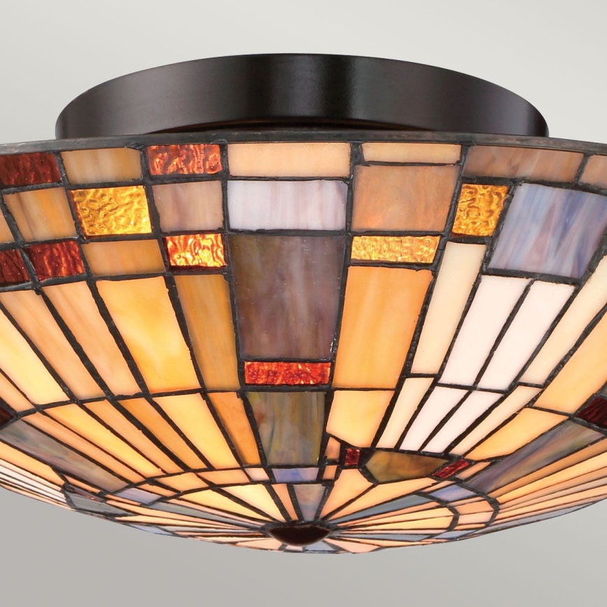 Quoizel - Φωτιστικό οροφής Tiffany INGLENOOK 2xE27/60W/230V, διάμετρος 40,7 cm
