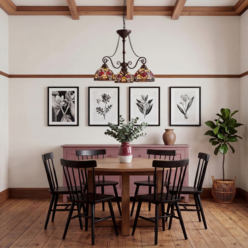 Quoizel - Πολυέλαιος σε αλυσίδα Tiffany LARISSA 3xE27/60W/230V Ø 63,6 cm