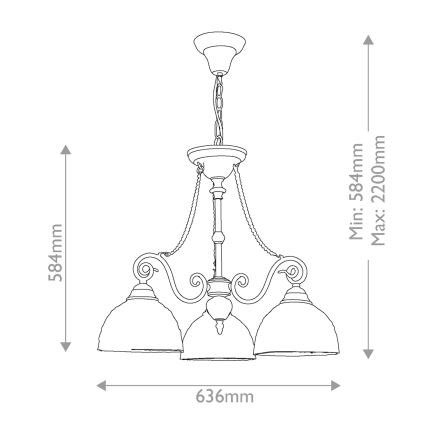 Quoizel - Πολυέλαιος σε αλυσίδα Tiffany LARISSA 3xE27/60W/230V Ø 63,6 cm