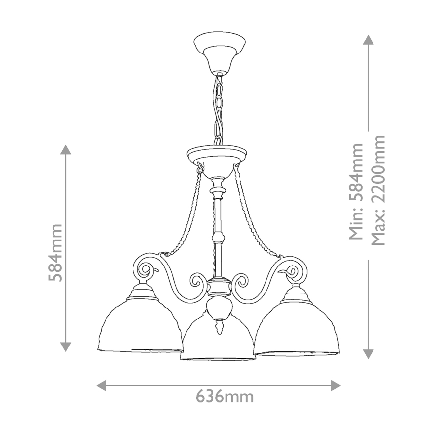 Quoizel - Πολυέλαιος σε αλυσίδα Tiffany LARISSA 3xE27/60W/230V Ø 63,6 cm