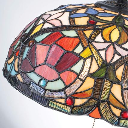 Quoizel - Πολυέλαιος Tiffany LARISSA με αλυσίδα, 3xE27/60W/230V, διάμ. 38,5 cm