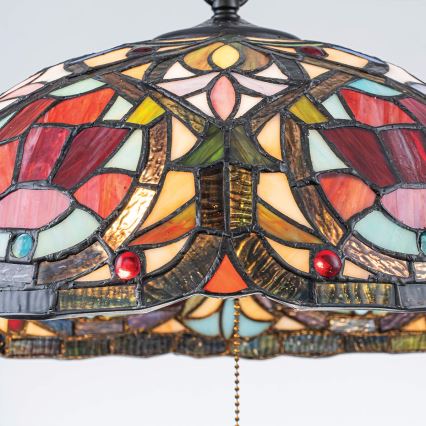 Quoizel - Πολυέλαιος Tiffany LARISSA με αλυσίδα, 3xE27/60W/230V, διάμ. 38,5 cm