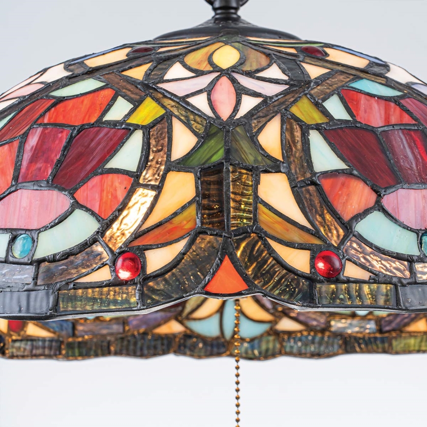 Quoizel - Πολυέλαιος Tiffany LARISSA με αλυσίδα, 3xE27/60W/230V, διάμ. 38,5 cm