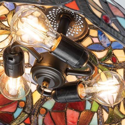 Quoizel - Πολυέλαιος Tiffany LARISSA με αλυσίδα, 3xE27/60W/230V, διάμ. 38,5 cm