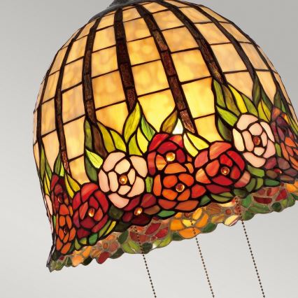 Quoizel - Κρεμαστός πολυέλαιος με αλυσίδα Tiffany ROSECLIFFE 3xE27/100W/230V