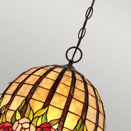 Quoizel - Κρεμαστός πολυέλαιος με αλυσίδα Tiffany ROSECLIFFE 3xE27/100W/230V