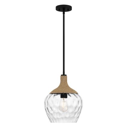 Quoizel - Κρεμαστό φωτιστικό ROYER 1xE27/60W/230V διάμετρος 30,2 cm διαφανές/μαύρο/μπεζ