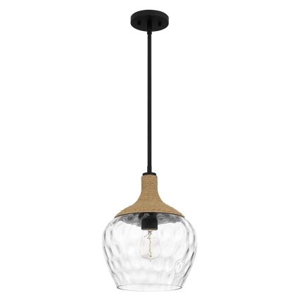 Quoizel - Κρεμαστό φωτιστικό ROYER 1xE27/60W/230V διάμετρος 30,2 cm διαφανές/μαύρο/μπεζ