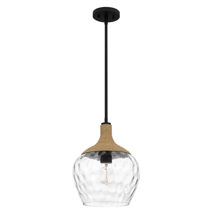 Quoizel - Κρεμαστό φωτιστικό ROYER 1xE27/60W/230V διάμετρος 30,2 cm διαφανές/μαύρο/μπεζ