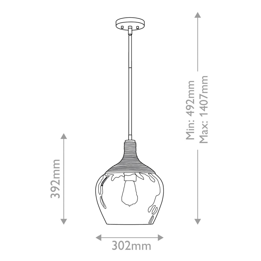 Quoizel - Κρεμαστό φωτιστικό ROYER 1xE27/60W/230V διάμετρος 30,2 cm διαφανές/μαύρο/μπεζ