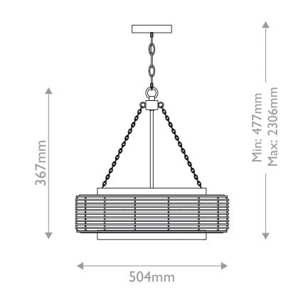 Quoizel - Πολυέλαιος με αλυσίδα WAYLON 4xE27/60W/230V, διάμ. 50,4 εκ., καφέ/λευκό