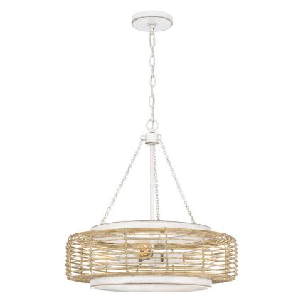 Quoizel - Πολυέλαιος με αλυσίδα WAYLON 4xE27/60W/230V, διάμ. 50,4 εκ., καφέ/λευκό