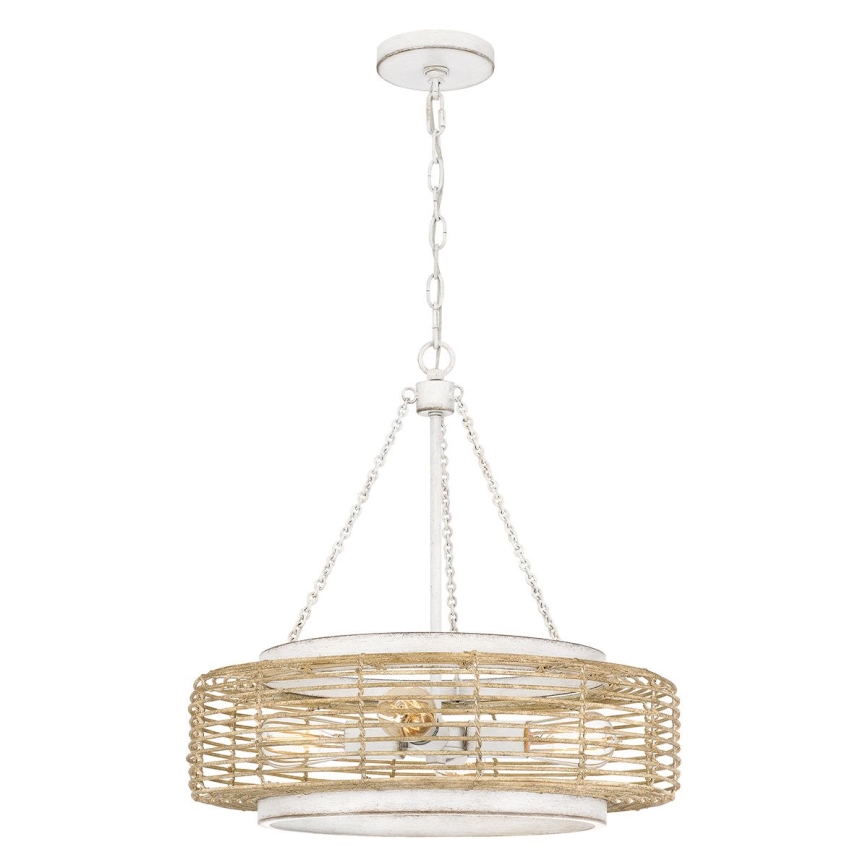 Quoizel - Πολυέλαιος με αλυσίδα WAYLON 4xE27/60W/230V, διάμ. 50,4 εκ., καφέ/λευκό