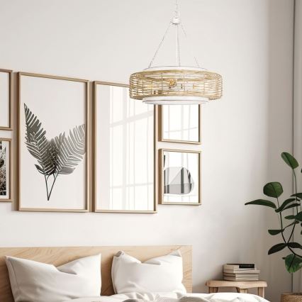 Quoizel - Πολυέλαιος με αλυσίδα WAYLON 4xE27/60W/230V, διάμ. 50,4 εκ., καφέ/λευκό