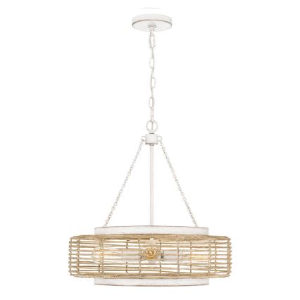 Quoizel - Πολυέλαιος με αλυσίδα WAYLON 4xE27/60W/230V, διάμ. 50,4 εκ., καφέ/λευκό