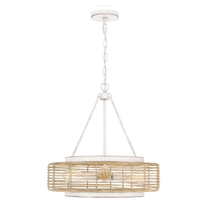 Quoizel - Πολυέλαιος με αλυσίδα WAYLON 4xE27/60W/230V, διάμ. 50,4 εκ., καφέ/λευκό