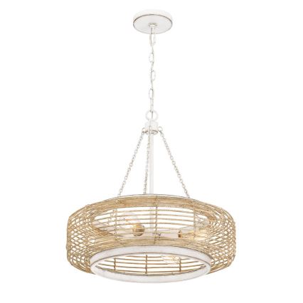 Quoizel - Πολυέλαιος με αλυσίδα WAYLON 4xE27/60W/230V, διάμ. 50,4 εκ., καφέ/λευκό