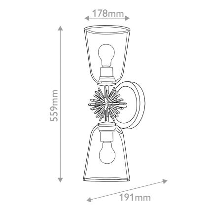 Quoizel - Φωτιστικό τοίχου STARING 2xE27/40W/230V, φινίρισμα χαλκού