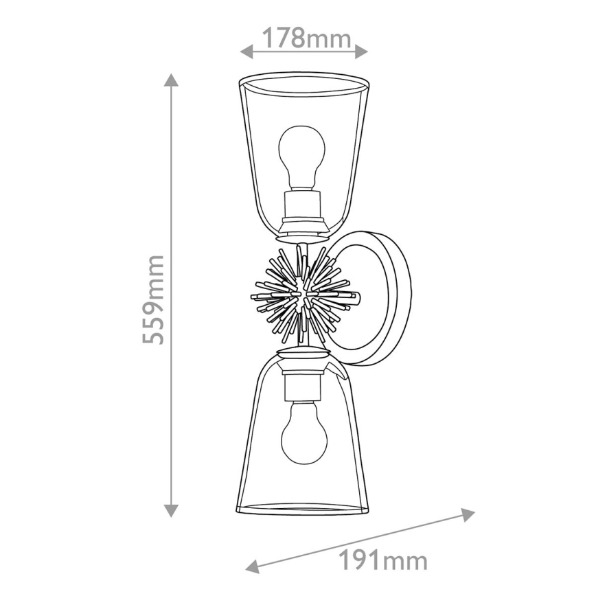 Quoizel - Φωτιστικό τοίχου STARING 2xE27/40W/230V, φινίρισμα χαλκού
