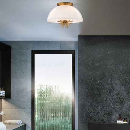 Quoizel - Κρεμαστό φωτιστικό STARING 3xE14/40W/230V διάμετρος 45,7 cm χρυσό/πατίνα/λευκό