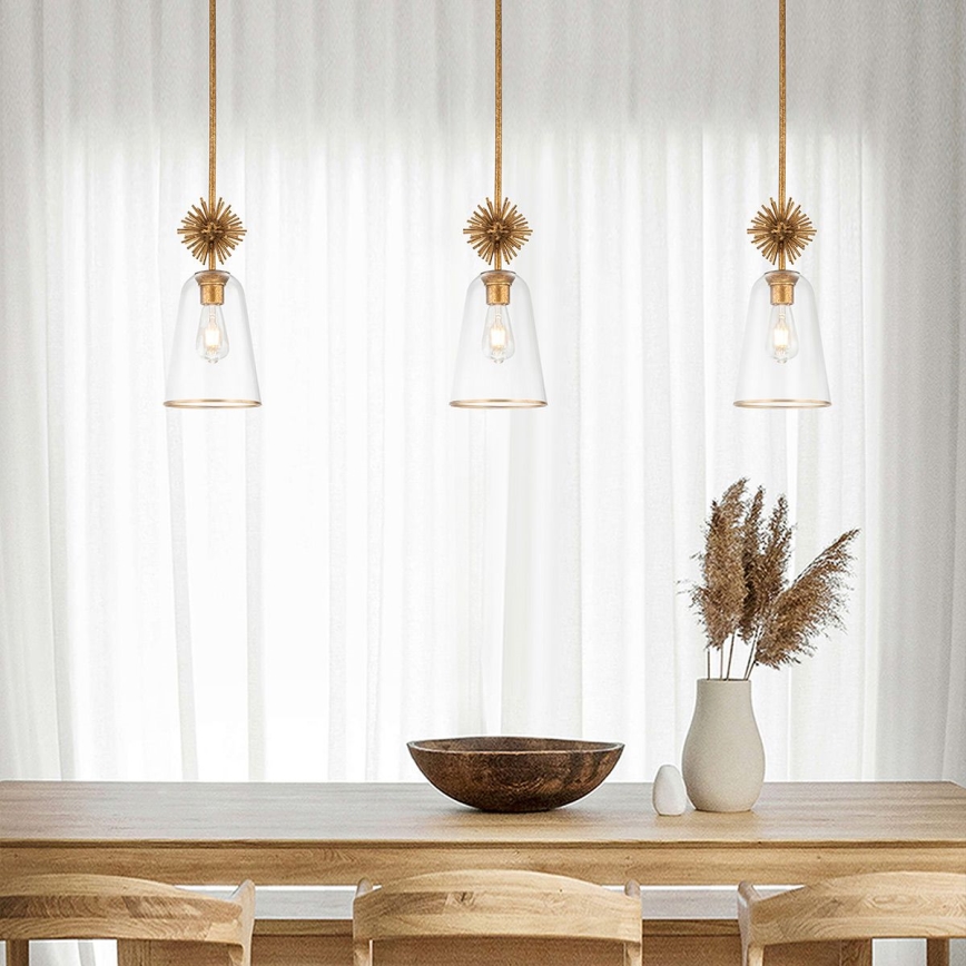 Quoizel - Κρεμαστό φωτιστικό STARING 1xE27/40W/230V διάμετρος 18,4 cm χρυσό/πατίνα/διαφανές