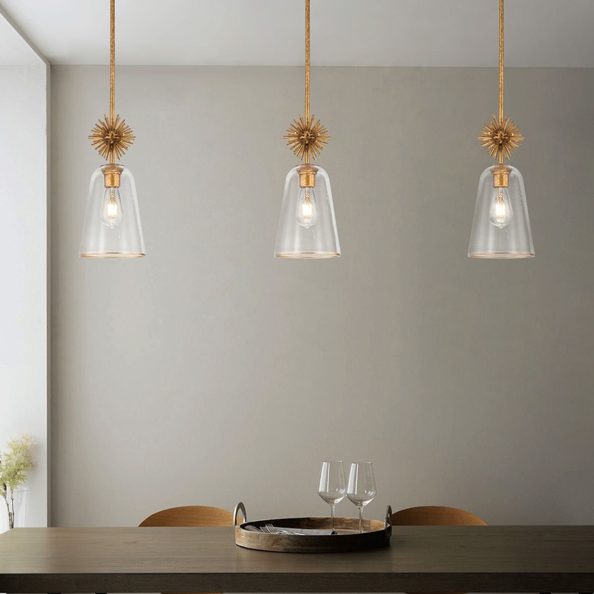 Quoizel - Κρεμαστό φωτιστικό STARING 1xE27/40W/230V διάμετρος 18,4 cm χρυσό/πατίνα/διαφανές
