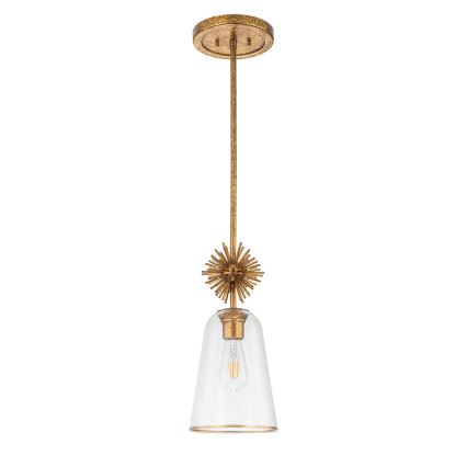Quoizel - Κρεμαστό φωτιστικό STARING 1xE27/40W/230V διάμετρος 18,4 cm χρυσό/πατίνα/διαφανές