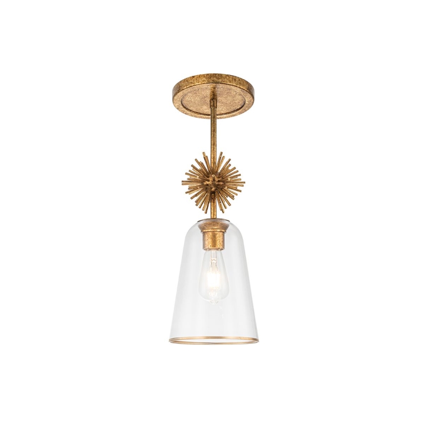 Quoizel - Κρεμαστό φωτιστικό STARING 1xE27/40W/230V διάμετρος 18,4 cm χρυσό/πατίνα/διαφανές