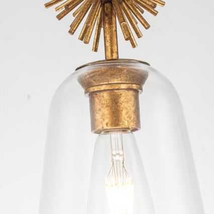 Quoizel - Κρεμαστό φωτιστικό STARING 1xE27/40W/230V διάμετρος 18,4 cm χρυσό/πατίνα/διαφανές
