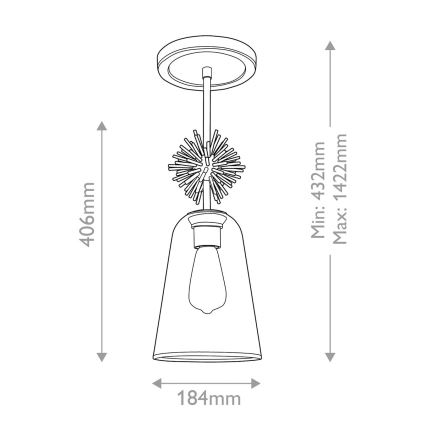 Quoizel - Κρεμαστό φωτιστικό STARING 1xE27/40W/230V διάμετρος 18,4 cm χρυσό/πατίνα/διαφανές