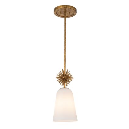 Quoizel - Κρεμαστό φωτιστικό STARING 1xE27/40W/230V διάμετρος 18,4 cm χρυσό/πατίνα/λευκό