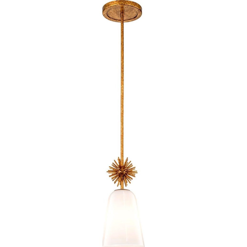 Quoizel - Κρεμαστό φωτιστικό STARING 1xE27/40W/230V διάμετρος 18,4 cm χρυσό/πατίνα/λευκό