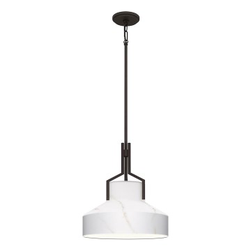 Quoizel - Φωτιστικό οροφής με ράβδο BRECKEN 2xE27/60W/230V μαύρο/μαρμάρινη διακόσμηση