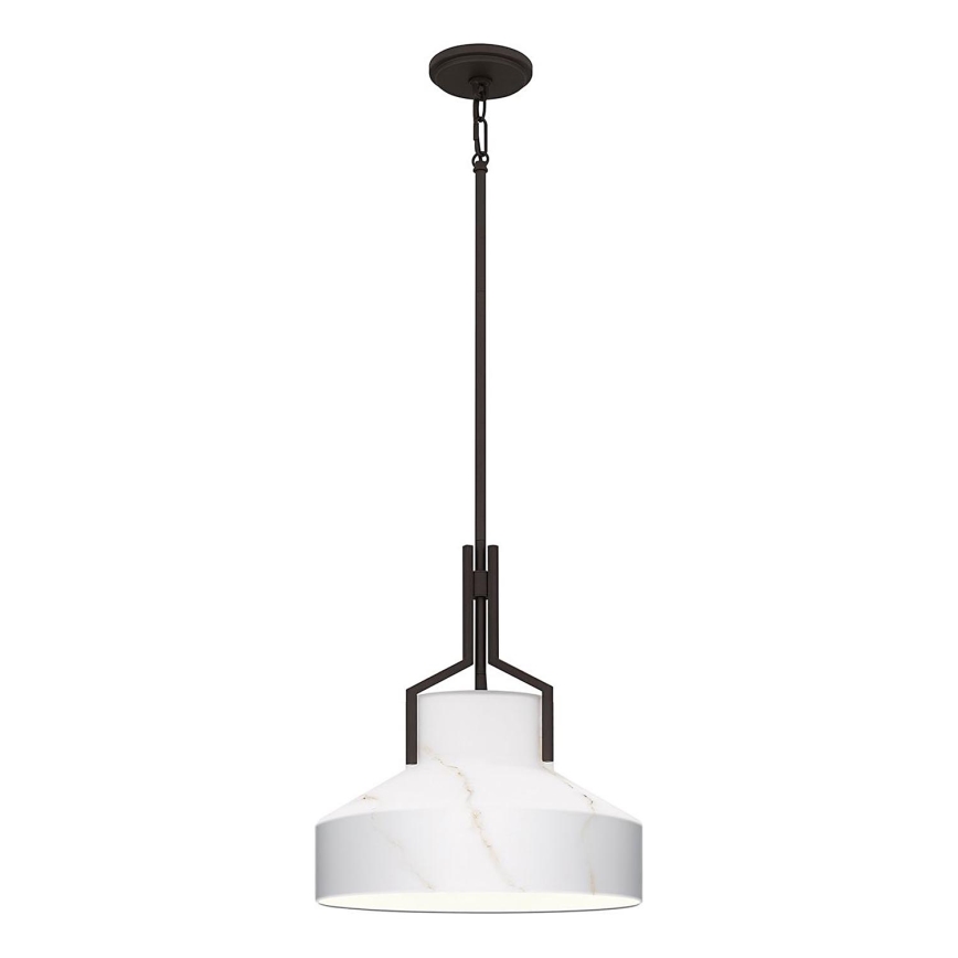 Quoizel - Φωτιστικό οροφής με ράβδο BRECKEN 2xE27/60W/230V μαύρο/μαρμάρινη διακόσμηση